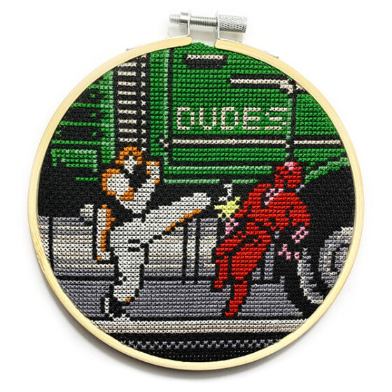 Bad Dudes Nintendo NES retro video game cross-stitch STITCH-BIT by Bryan.