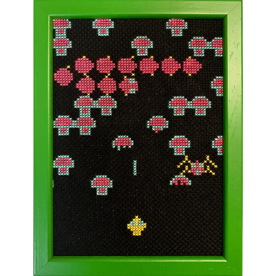 Centipede Atari retro video game cross-stitch STITCH-BIT by Bryan.