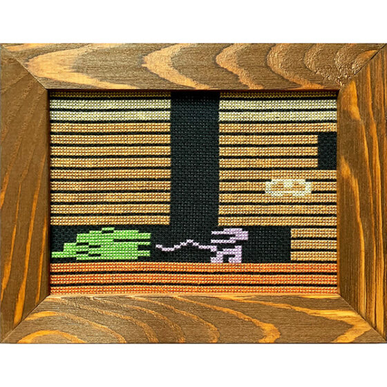 Dig Dug Atari 2600 retro video game cross-stitch STITCH-BIT by Bryan.