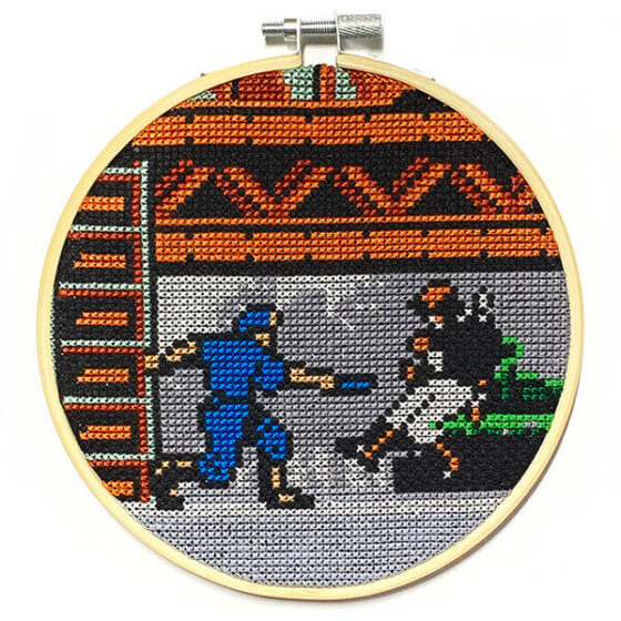 Rush’n Attack Nintendo NES retro video game cross-stitch STITCH-BIT by Bryan.