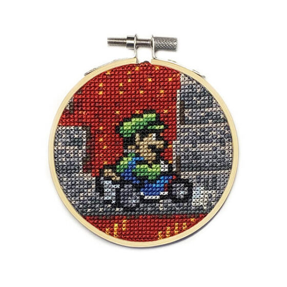 Super Mario Kart Nintendo SNES retro video game cross-stitch STITCH-BIT by Bryan.