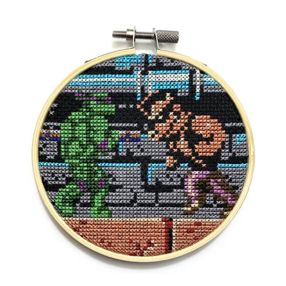 Teenage Mutant Ninja Turtles Nintendo NES retro video game cross-stitch STITCH-BIT by Bryan.