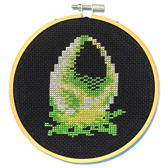 Alien Commodore 64 retro video game cross-stitch STITCH-BIT by Bryan.