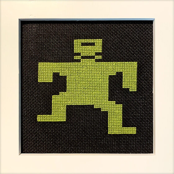 Frankenstein’s Monster Atari 2600 retro video game cross-stitch STITCH-BIT by Bryan.