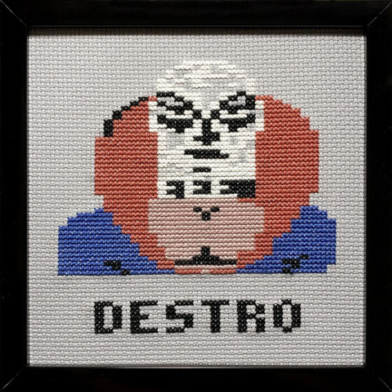 G.I. Joe: A Real American Hero Commodore 64 Destro retro video game cross-stitch STITCH-BIT by Bryan.