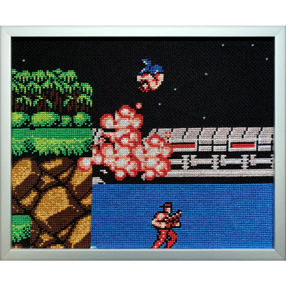 Contra Nintendo NES retro video game cross-stitch STITCH-BIT by Bryan.