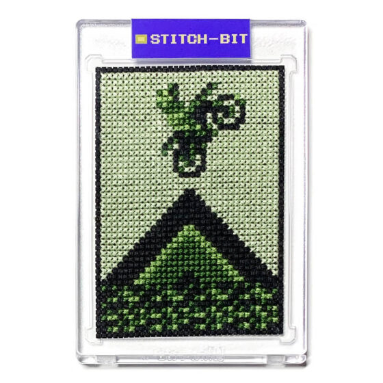 Motocross Maniacs Nintendo Game Boy retro video game cross-stitch STITCH-BIT by Bryan.