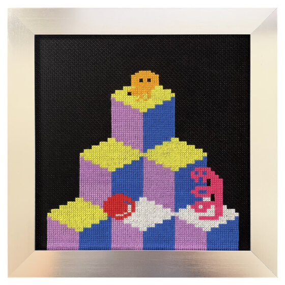 Q*bert Intellivision retro video game cross-stitch STITCH-BIT by Bryan.