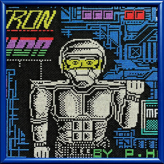 Dynatron Mission ZX Spectrum retro video game cross-stitch STITCH-BIT by Bryan.