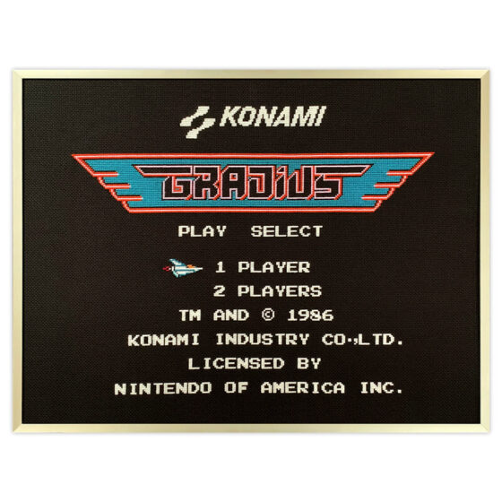 Gradius Nintendo NES retro video game cross-stitch STITCH-BIT by Bryan.