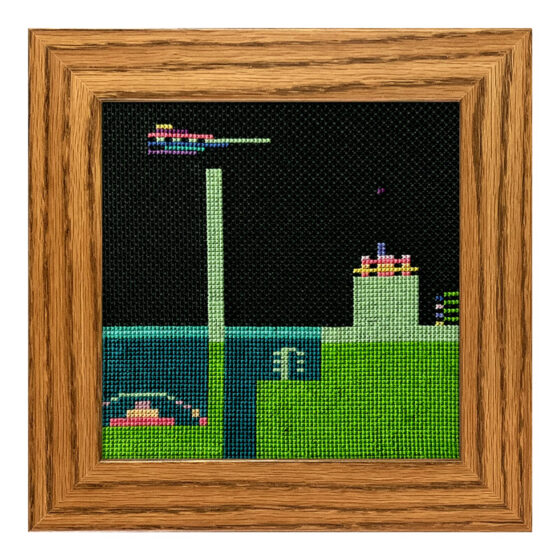 Atlantis Atari 2600 retro video game cross-stitch STITCH-BIT by Bryan.